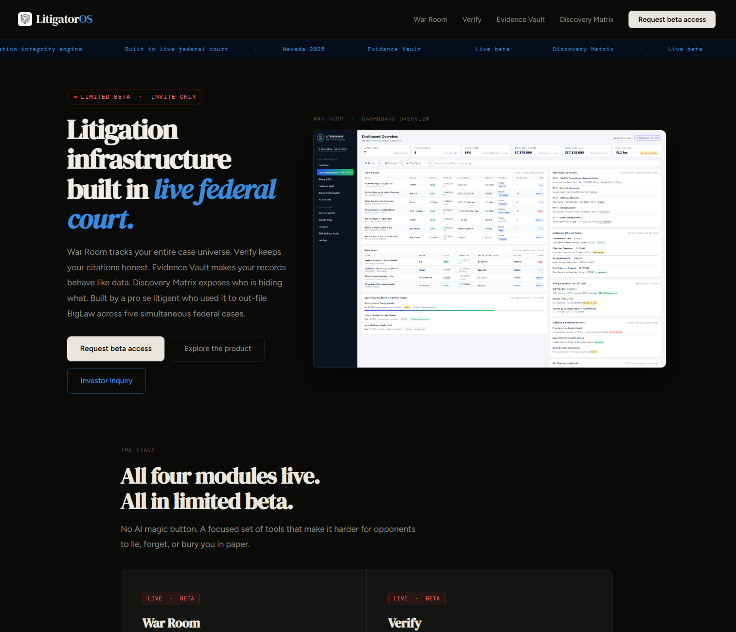 LitigatorOS screenshot